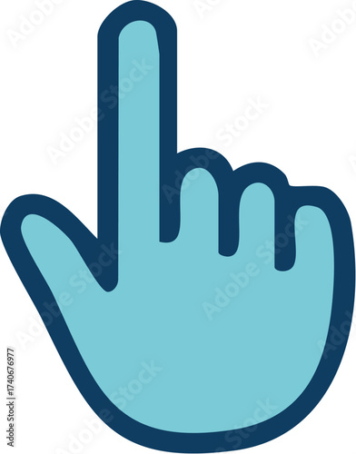 Blue Hand Cursor Pointing Upward with Index Finger Extended.