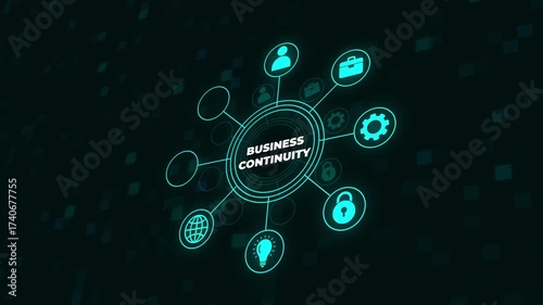 Business continuity concept. creating a system of prevention and recovery with an icon of management
