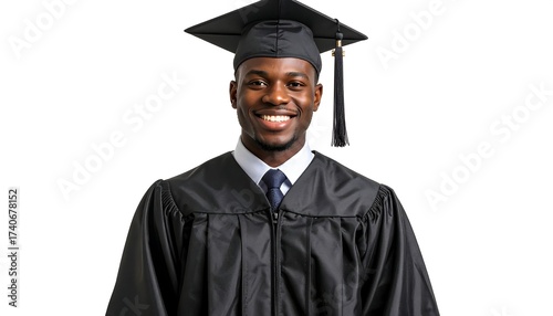 Smiling graduate in academic regalia