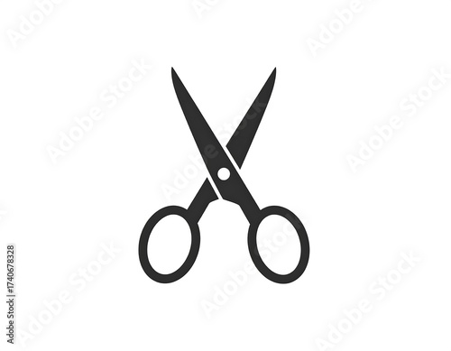 Simple black scissors icon on white background