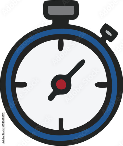 Stylized blue stopwatch icon for timekeeping and measurement.