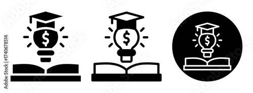 Financial Literacy Icon Collection Glyph & Mixed Style