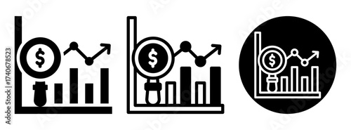 Financial Forecast Icon Collection Glyph & Mixed Style