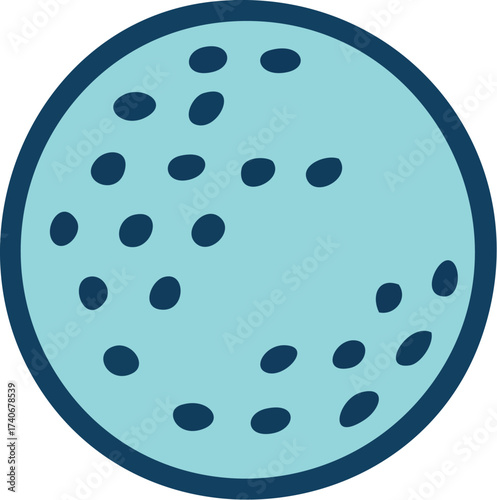 Stylized Golf Ball Illustration with Dimples and Blue Color Palette.