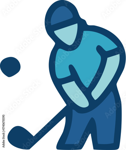 Stylized Graphic of a Golfer Swinging a Club at a Ball.