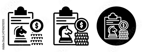 Financial Strategy Icon Collection Glyph & Mixed Style