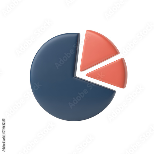 Free Download Pie Chart Representation: A 3D pie chart in blue and red segments, visually representing data and statistics. Illustrating information with clarity and impact. - GFXLoad