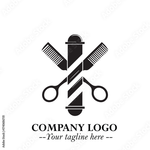 Black and White Barbershop Logo in Classic Vintage Vector Design for Modern Grooming and Style
