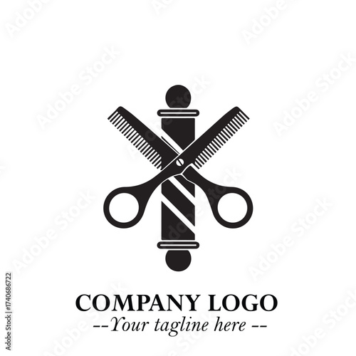 Black and White Barbershop Logo in Classic Vintage Vector Design for Modern Grooming and Style
