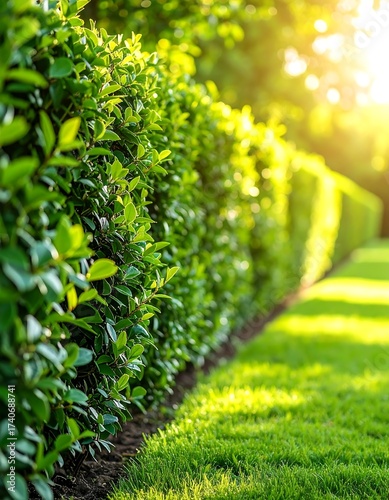 Lush green hedge and grass