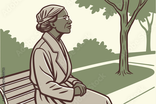 Rosa Parks Statue in Montgomery, Alabama, bronze figure seated on bench with determined expression