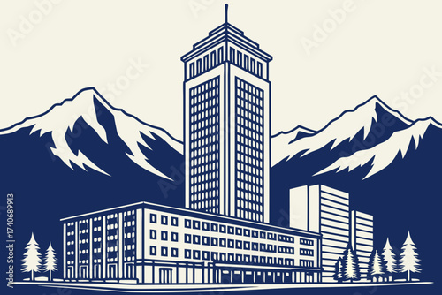 Republic Plaza in Denver, Colorado, tallest skyscraper glowing above Rockies backdrop