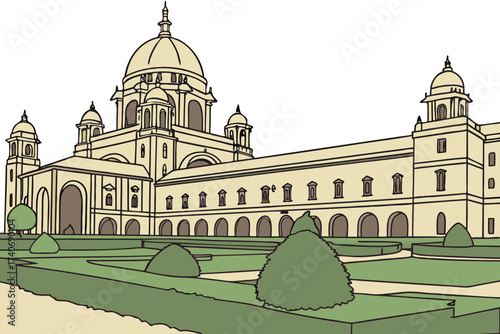 Rashtrapati Bhavan in New Delhi, India, grand presidential palace with Mughal gardens