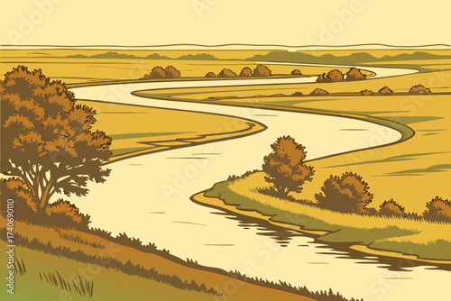 Red River of the North in Minnesota–North Dakota border, calm waters winding through prairie landscapes