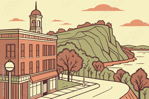 Red Wing in Minnesota, historic Mississippi town with brick facades and iconic bluff backdrop