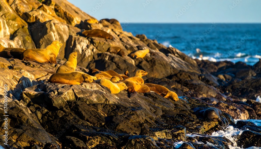 custom made wallpaper toronto digitalSeals sunning on rocky shoreline