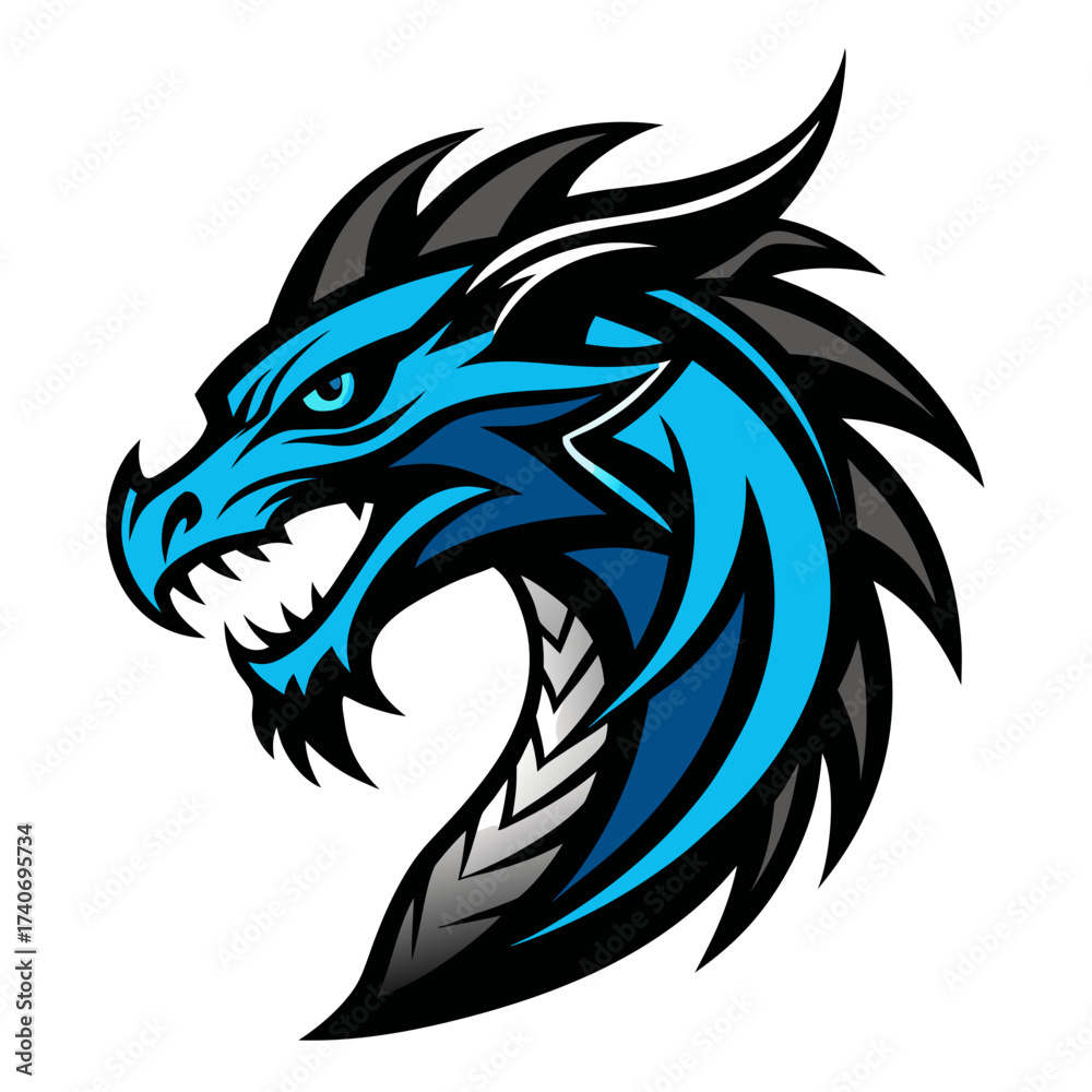 Fototapeta premium minimalist dragon head mascot logo 