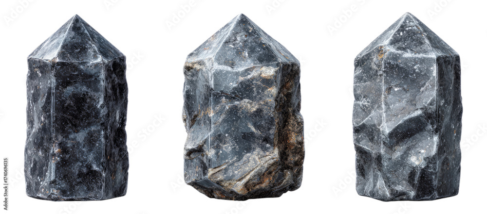 Naklejka premium Dark Crystal Obelisk with Faceted Edges and Sharp Points