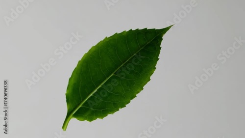 Wallpaper Mural Green leaf isolated on black background with natural texture and fresh detail. Torontodigital.ca