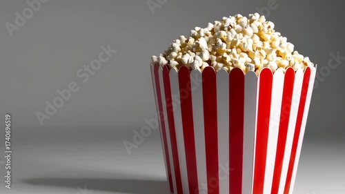 Wallpaper Mural box of popcorn in a red and white striped container on black background Torontodigital.ca