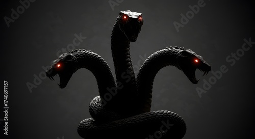 Dark Hydra A Sinister Three-Headed Serpent