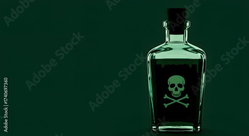 Ominous Toxic Liquid in a Glass Bottle with Skull Warning
