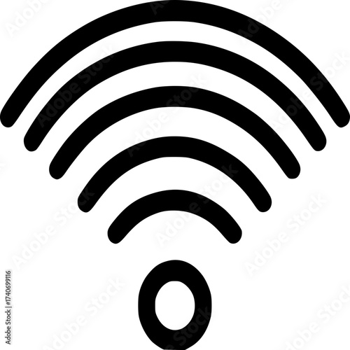 Minimalist Wi-Fi Signal Line Art Black and White Vector