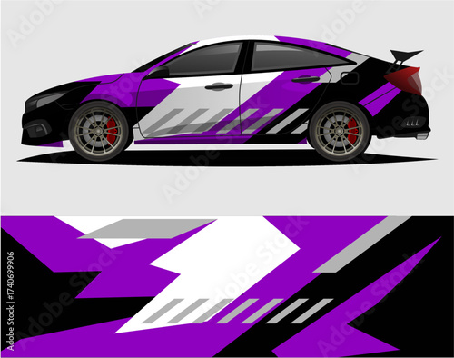 Car decal wrap design vector. Graphic abstract stripe racing background kit designs for vehicle, race car, rally, a29.eps