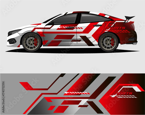 Car decal wrap design vector. Graphic abstract stripe racing background kit designs for vehicle, race car, rally, adventure and livery  a40.eps