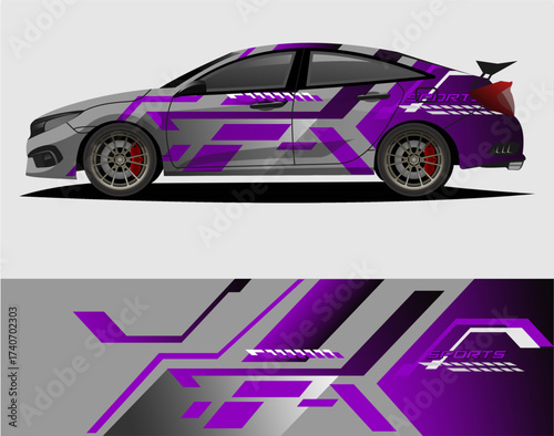 Car decal wrap design vector. Graphic abstract stripe racing background kit designs for vehicle, race car, rally, adventure and livery  a41.eps