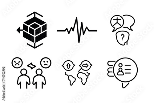 Set of icons representing business topics