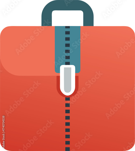 Open briefcase with zipper pocket vector illustration scalable eps file business icon isolated on transparent background