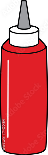 Bright red ketchup bottle with white cap vector illustration scalable eps icon isolated on transparent background