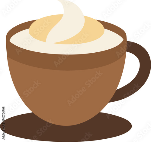 Cappuccino coffee cup with frothy foam art vector illustration scalable eps icon isolated on transparent background