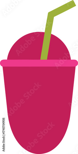 Vibrant dragon fruit smoothie cup with straw vector illustration scalable eps icon isolated on transparent background