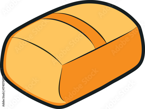 Freshly baked loaf of bread with textured crust and cut vector illustration isolated on transparent background
