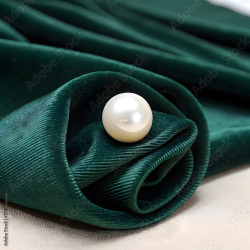 Black leather bag on green background with egg shaped pattern design fashion illustration