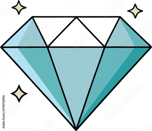 Sparkling diamond gemstone vector illustration scalable eps for luxury and jewelry design isolated on transparent background