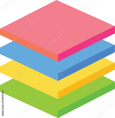 Colorful stack of sticky notes vector illustration scalable eps icon for notes and reminders isolated on transparent background