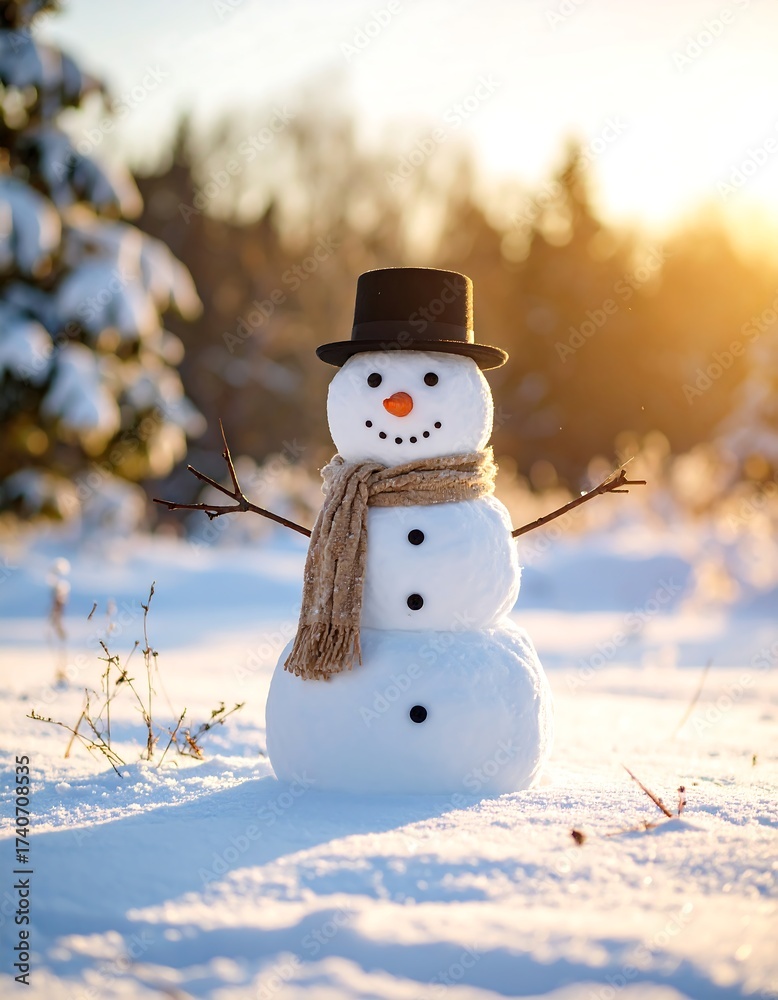 Obraz premium Snowman in a winter wonderland