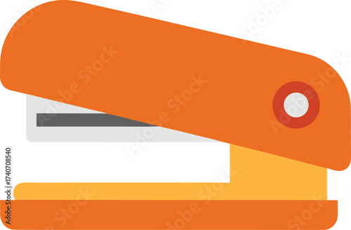 Orange stapler with staples vector illustration scalable office supply eps icon isolated on transparent background