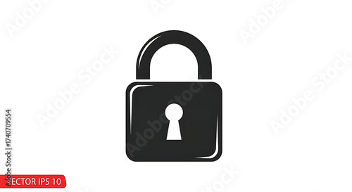 A simple graphic of a black padlock with a white keyhole on a white background in a vector image ai generated