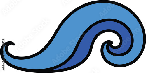 Blue wave symbol illustration icon with curl vector graphic scalable eps isolated on transparent background