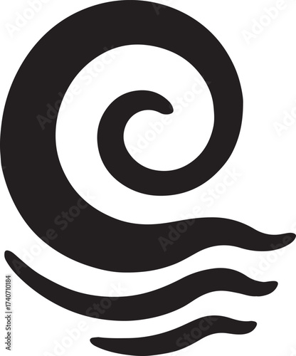 Ocean current swirl icon vector, perfect for marine, water, beach, travel, and minimal design projects.