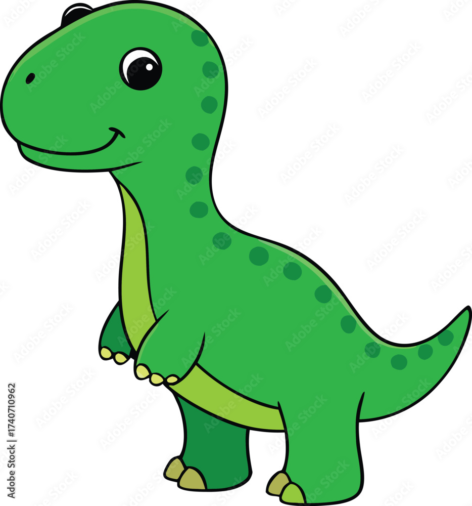 Naklejka premium Charming green dinosaur toy illustration vector art scalable eps icon for kids isolated on transparent background
