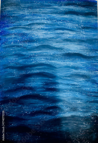 A minimal illustration of the blue ocean with smooth gradients and simple composition.