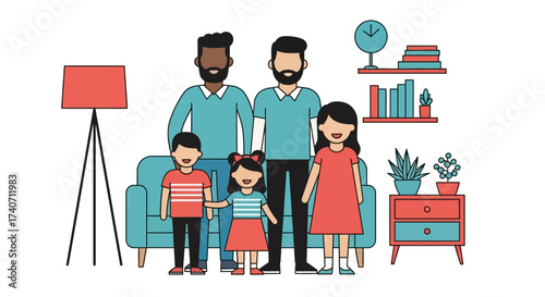 Family at home flat design Vector illustration in cartoon style
