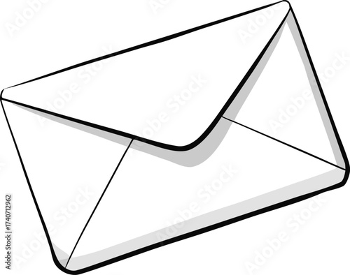 White envelope with open flap vector illustration isolated simple mail icon isolated on transparent background