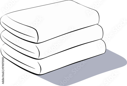 Clean stacked white towels soft folds minimalist vector illustration scalable eps isolated on transparent background