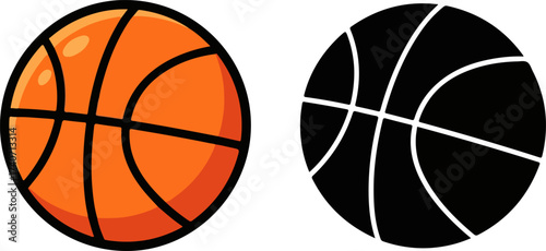 Basketballs displayed in color and black and white showcasing the sport's energy and competitive spirit on a clean white backdrop, perfect for sports enthusiasts.